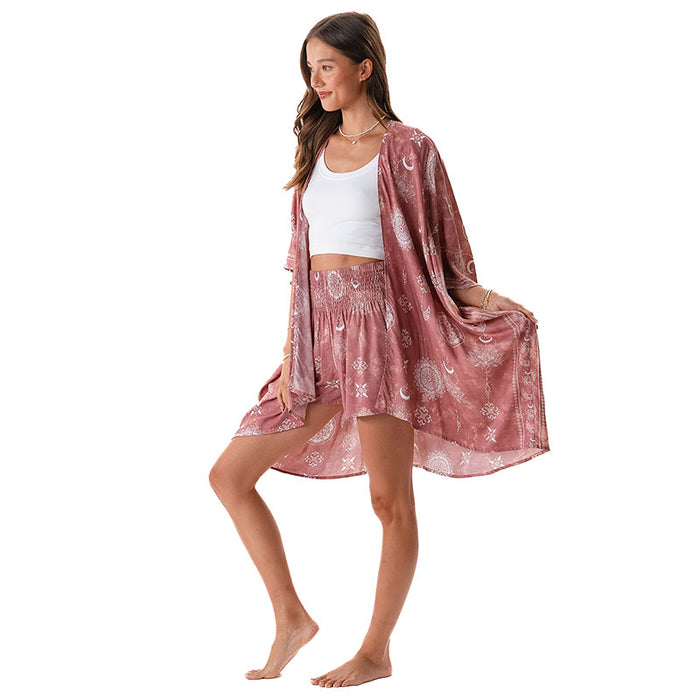 Dusty Rose Lotus Moon Kimono, side