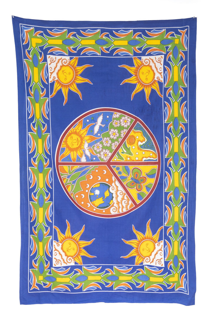 elemental peace symbol tapestry colorful hippie boho wall tapestry