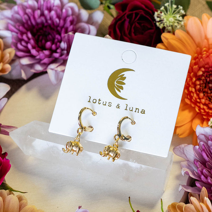 Elephant Earrings, on brand card
