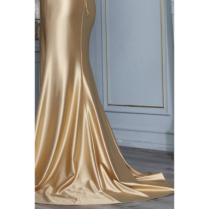 {Wholesale Embroidered Illusion Corset Satin Gown} - {} at {Linda Mariposa}
