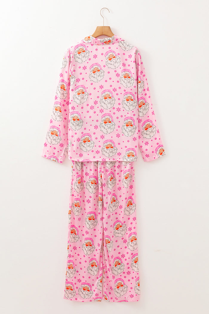 Ensemble pyjama de Noël avec chemise à manches longues et flocon de neige du Père Noël rose-A WOMAN WE LOVE