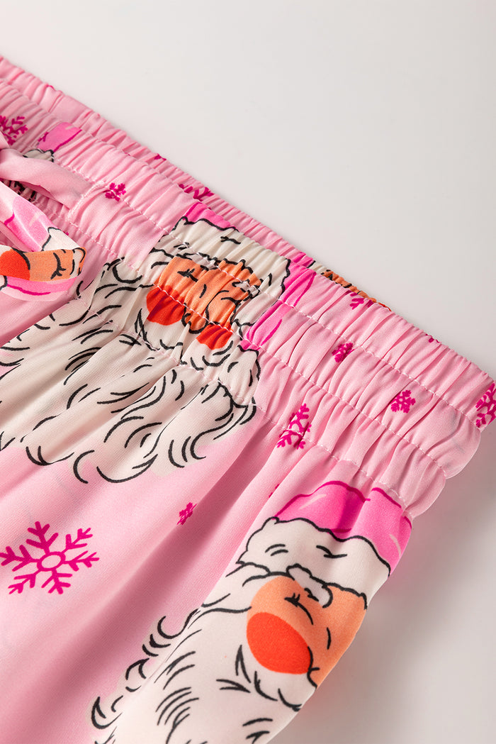 Ensemble pyjama de Noël avec chemise à manches longues et flocon de neige du Père Noël rose-A WOMAN WE LOVE