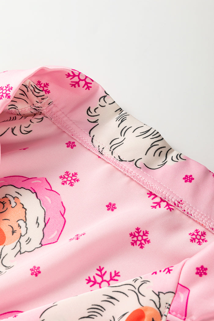 Ensemble pyjama de Noël avec chemise à manches longues et flocon de neige du Père Noël rose-A WOMAN WE LOVE