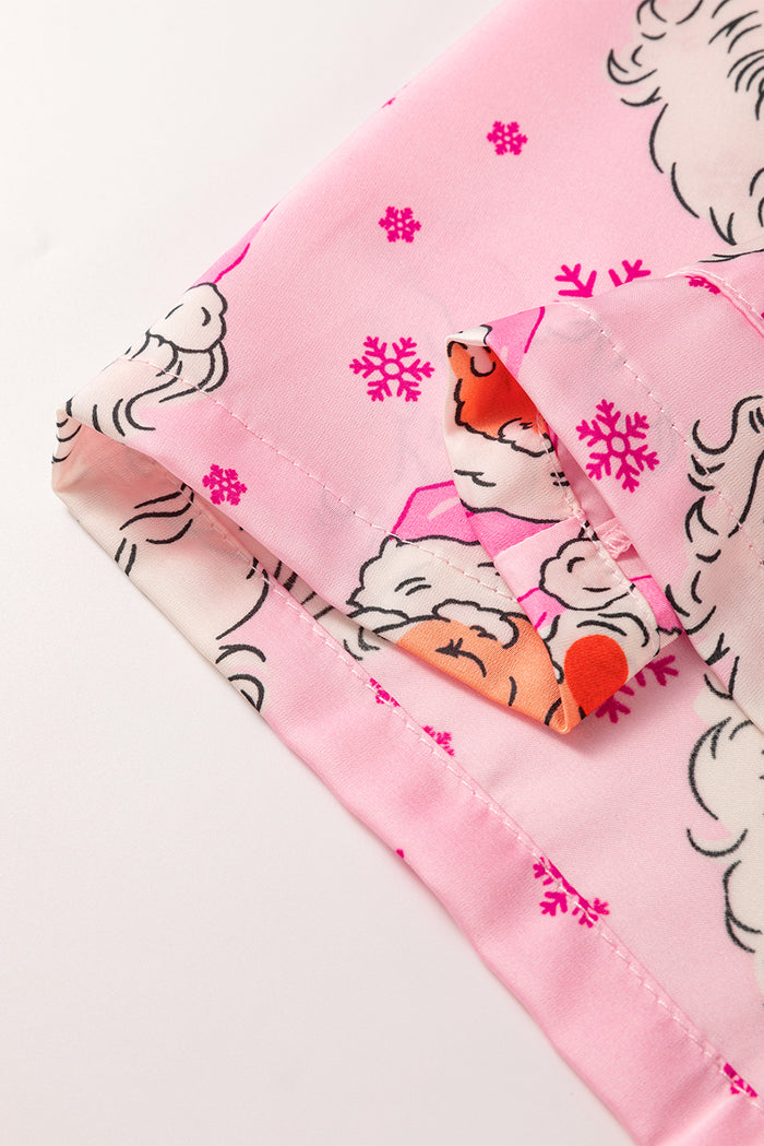 Ensemble pyjama de Noël avec chemise à manches longues et flocon de neige du Père Noël rose-A WOMAN WE LOVE