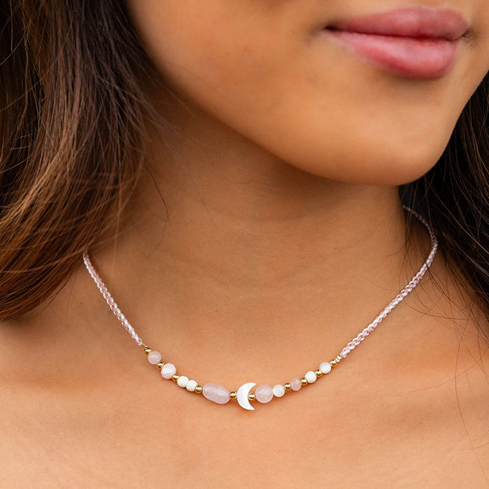 Equinox Eclipse Necklace, worn at neckline