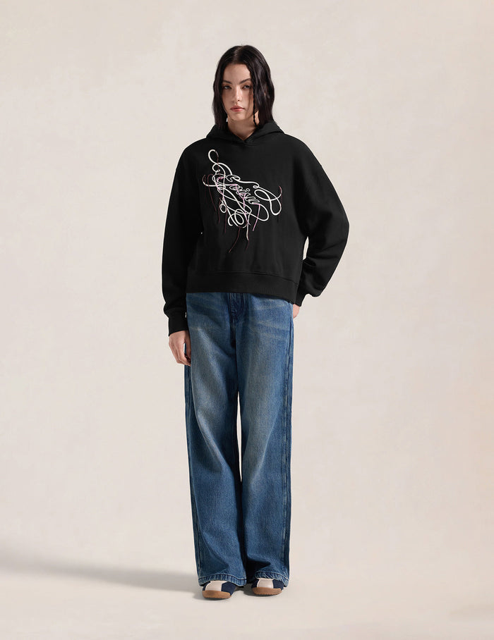 EVISU Stitch Embroidered Cropped Hoodie