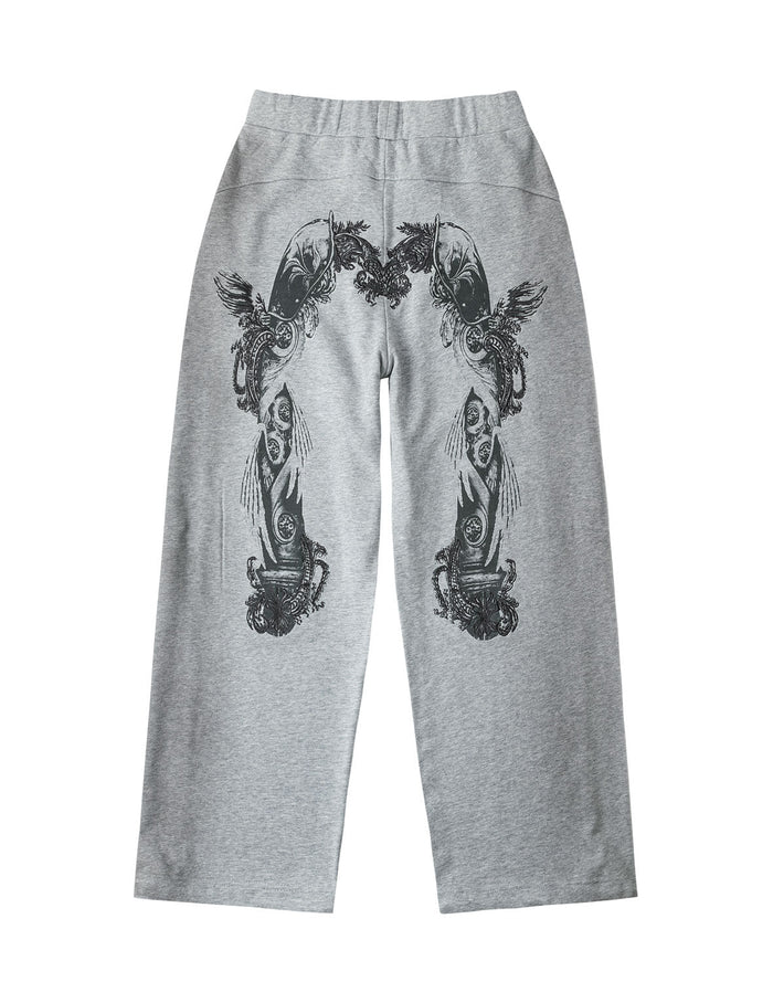 Feather Wing Daicock Print Slogan Embroidered Balloon Fit Sweatpants