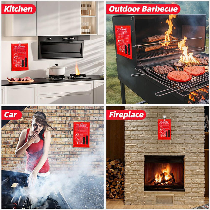 Fire Blanket 2-Pack Emergency Flame Retardant Safety Cover