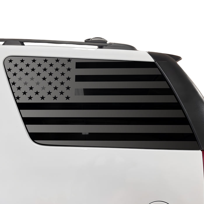 Fits GMC Yukon 2007-2014 Quarter Window American Flag Vinyl Decal Stickers - Matte Black