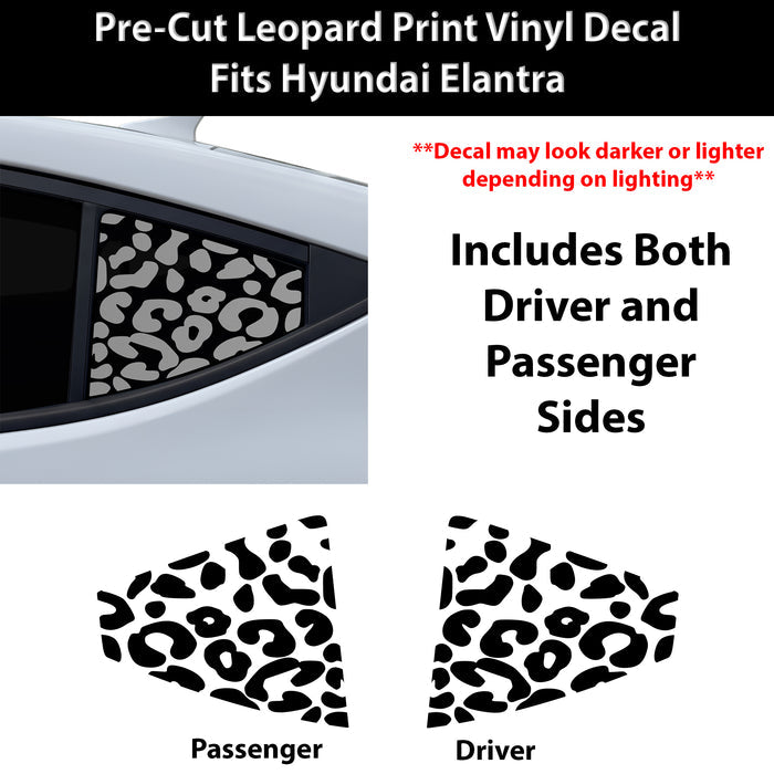 Fits Hyundai Elantra 2017-2018 Animal Leopard Cheetah Cow Window Vinyl Decal Stickers - Bogar Tech Designs