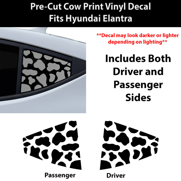 Fits Hyundai Elantra 2017-2018 Animal Leopard Cheetah Cow Window Vinyl Decal Stickers - Bogar Tech Designs