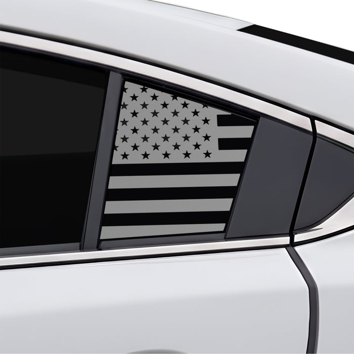 Fits Mazda Mazda6 2014-2017 Quarter Window American Flag Vinyl Decal Stickers - Matte Black