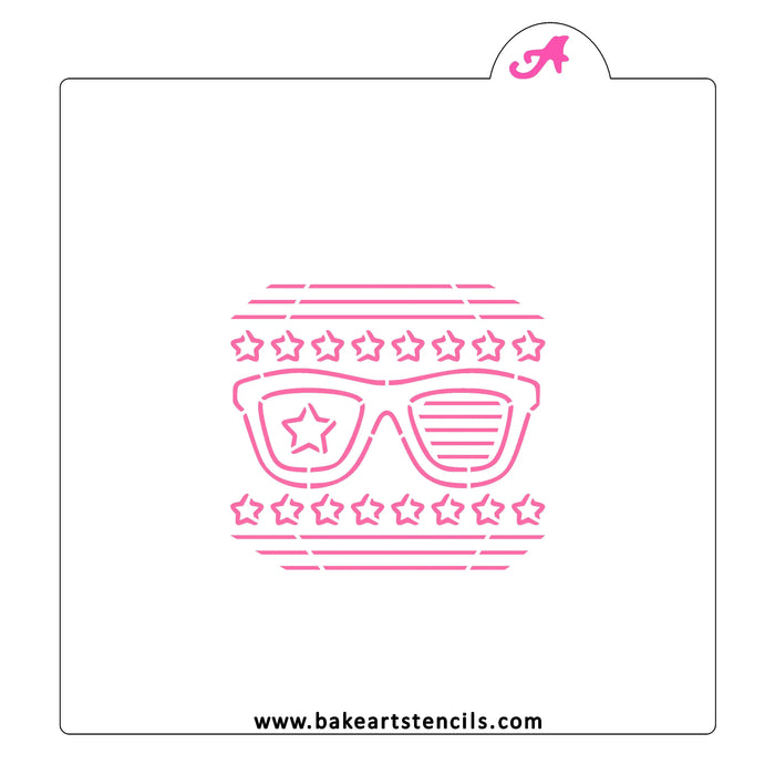 Flag Sunglasses PYO Cookie Stencil bakeartstencil
