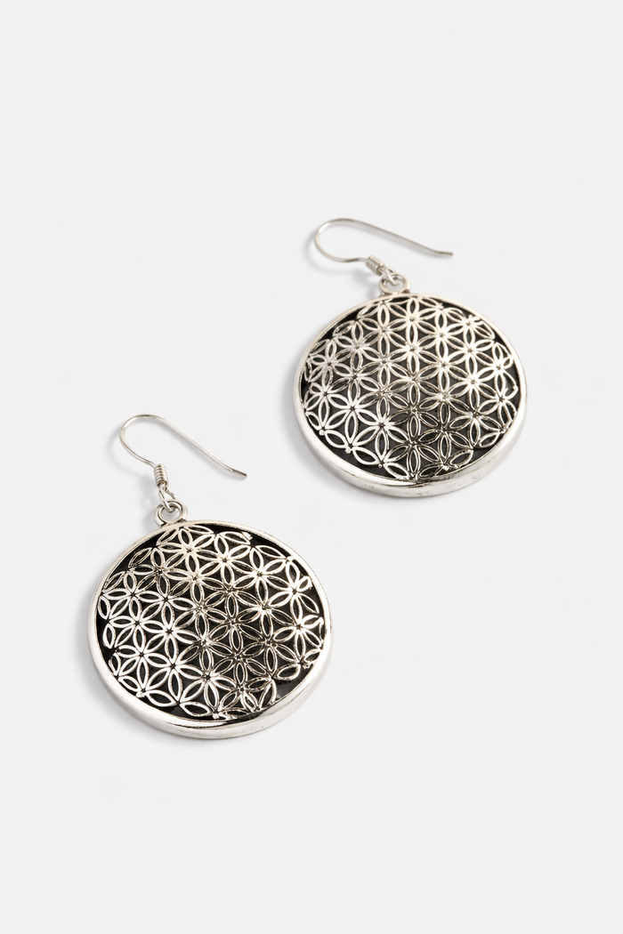 sterling silver flower of life sacred geometry earrings
