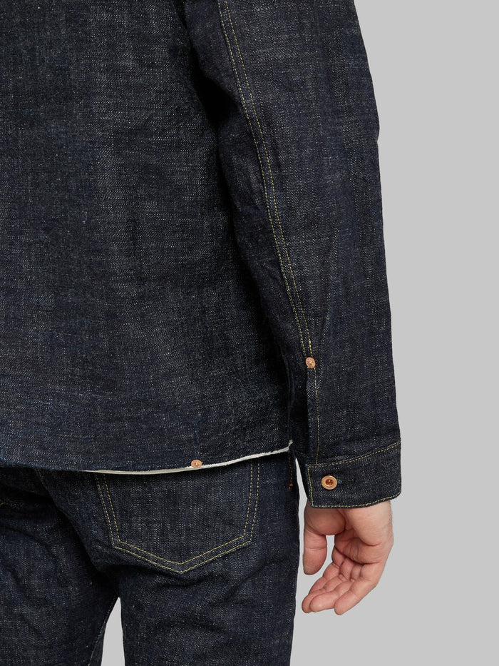 Fob factory denim pullover pocket shirt hem detail