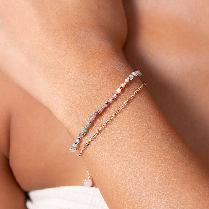 Free Spirit 2mm Healing Layered Bracelet, on wrist