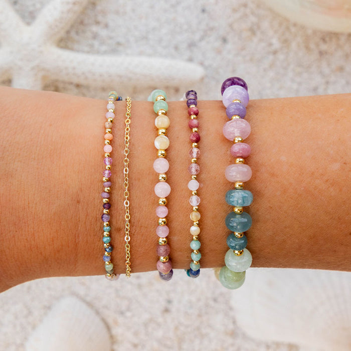 Free Spirit 3mm Healing Bracelet, stacked on wrist
