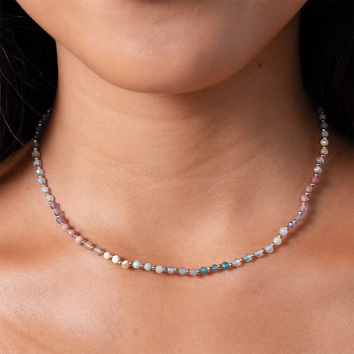 Free Spirit 3mm Healing Necklace, on neck