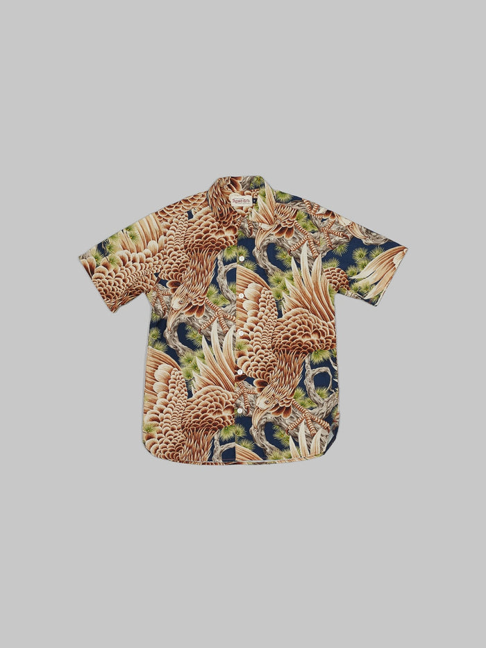 Freenote Cloth Hawaiian Navy Hawk Shirt front