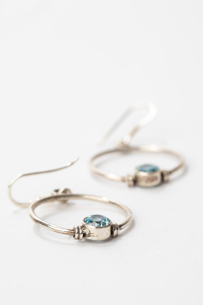 Full Circle Faceted Gemstone Earrings in Blue Topaz
