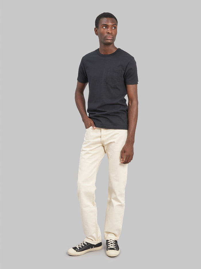 Fullcount 1108EC 13oz Ecru Selvedge Slim Straight Jeans model front fit