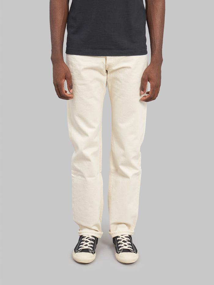 Fullcount 1108EC 13oz Ecru Selvedge Slim Straight Jeans  front fit