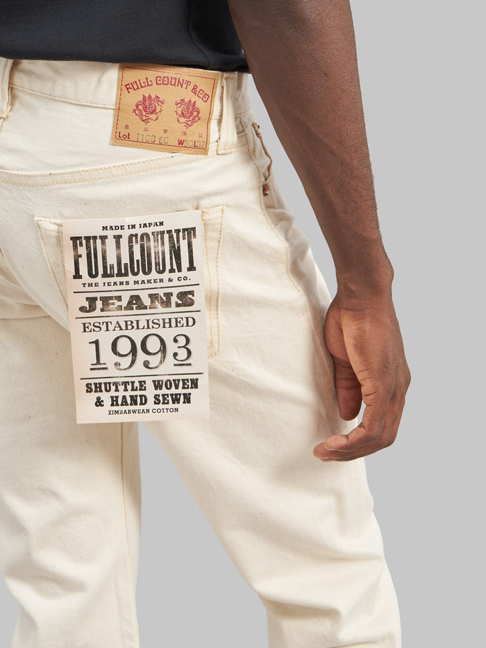 Fullcount 1108EC 13oz Ecru Selvedge Slim Straight Jeans  back pocket