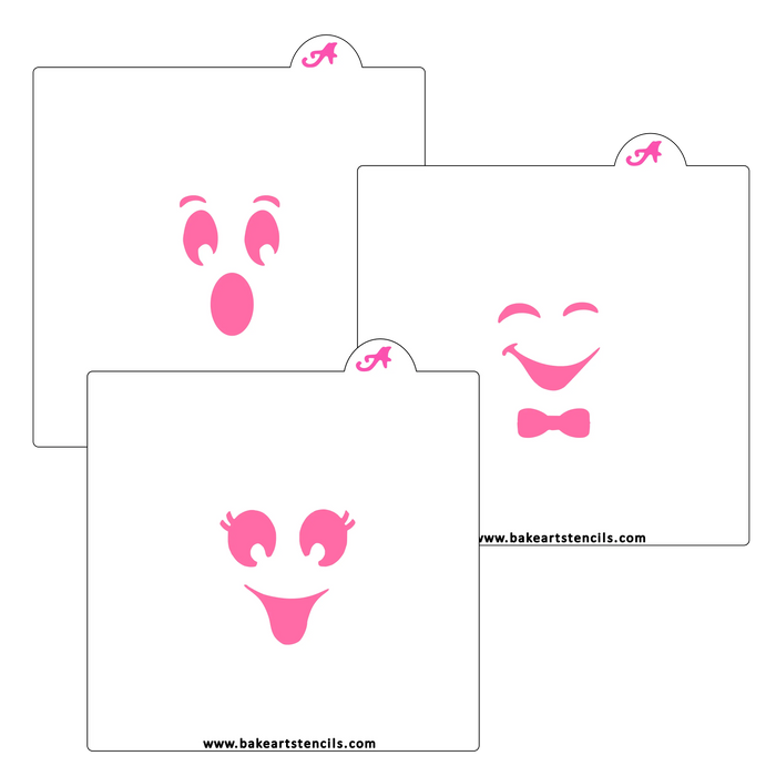 Ghost Faces Cookie Stencil Set features three spooky and silly ghost faces for decorating sugar cookies.