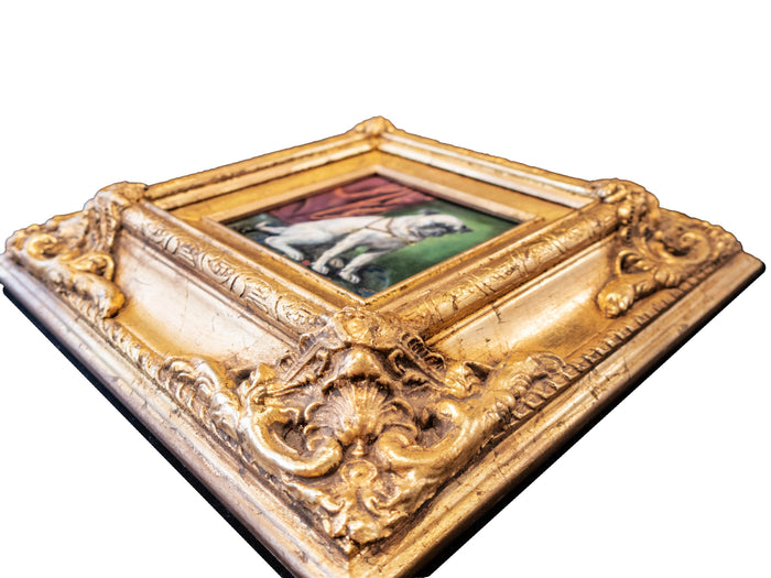 Gold Framed Oil Painting Pug Dog Antique Style Hand Painted Paintings And Art