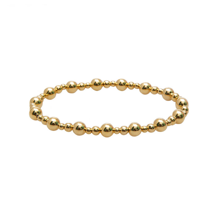 Gold Mixed Stretch Bead Bracelet, flat lay