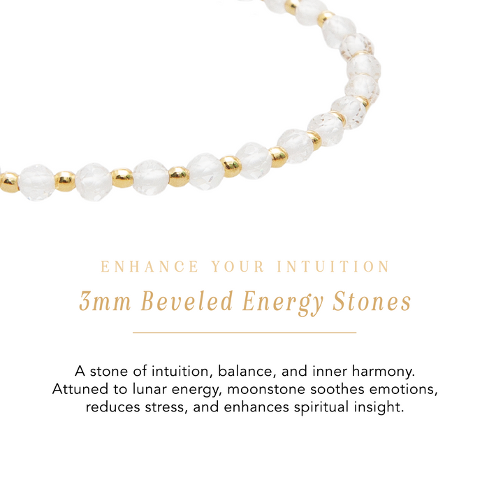 Gold Moon Dancer 3mm Healing Necklace, beaded stone detail