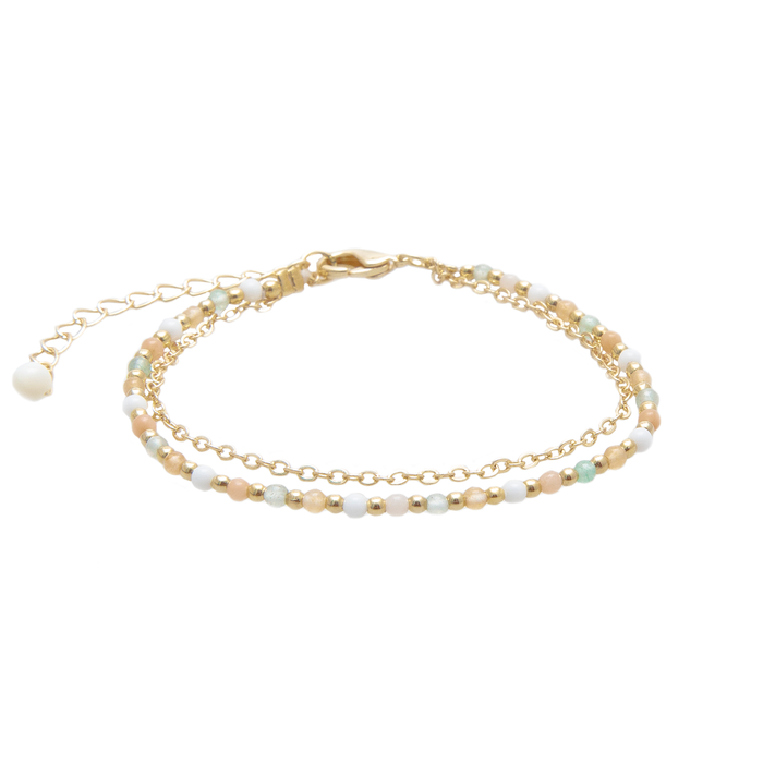 Good Fortune + Growth 2mm Necklace + Layered Bracelet Set, bracelet flat lay