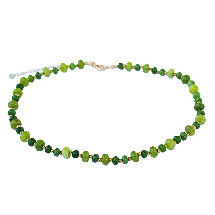 Good Fortune Statement Healing Necklace, flat lay