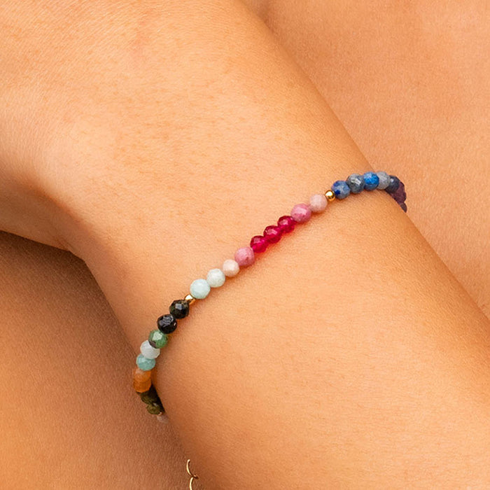 Good Vibes 3mm Healing Bracelet, on wrist