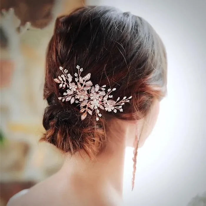Wedding Hair Accessories - Rose Gold Swarovski Pearl and Opal  Bridal Hair Comb