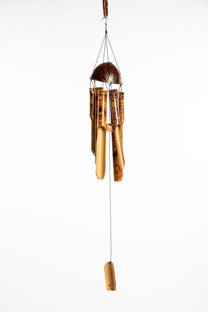 Bamboo wind chime with coconut shell top