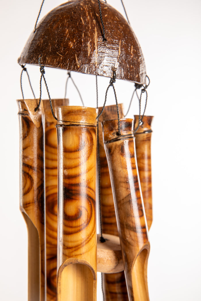 Bamboo wind chime with coconut shell top