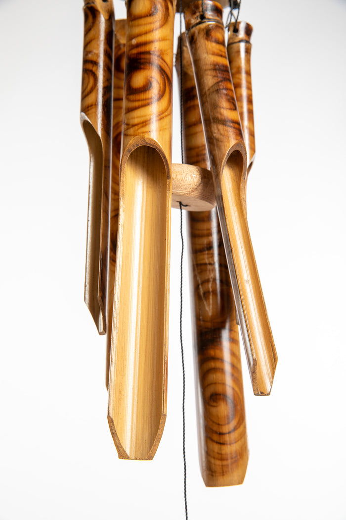 Half Coconut and Burned Bamboo Wind Chimes