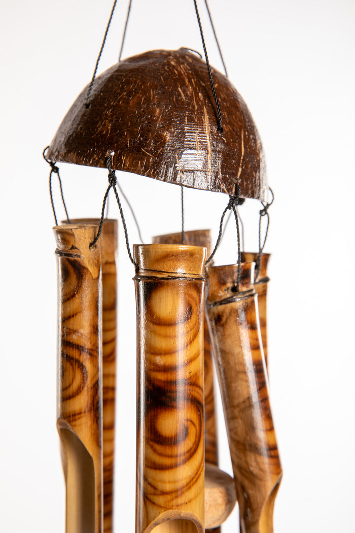Half Coconut and Burned Bamboo Wind Chimes