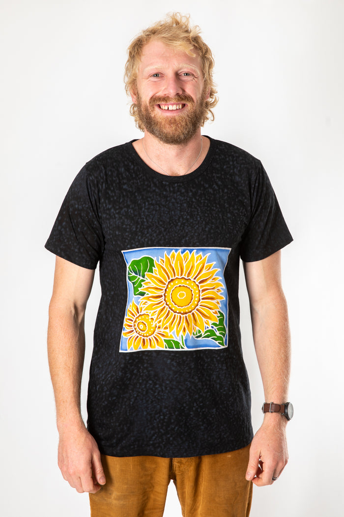 Hand Painted Batik T-Shirt in Sunflower