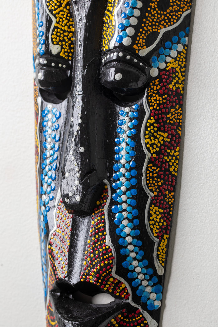 Hand painted wooden mask in blue