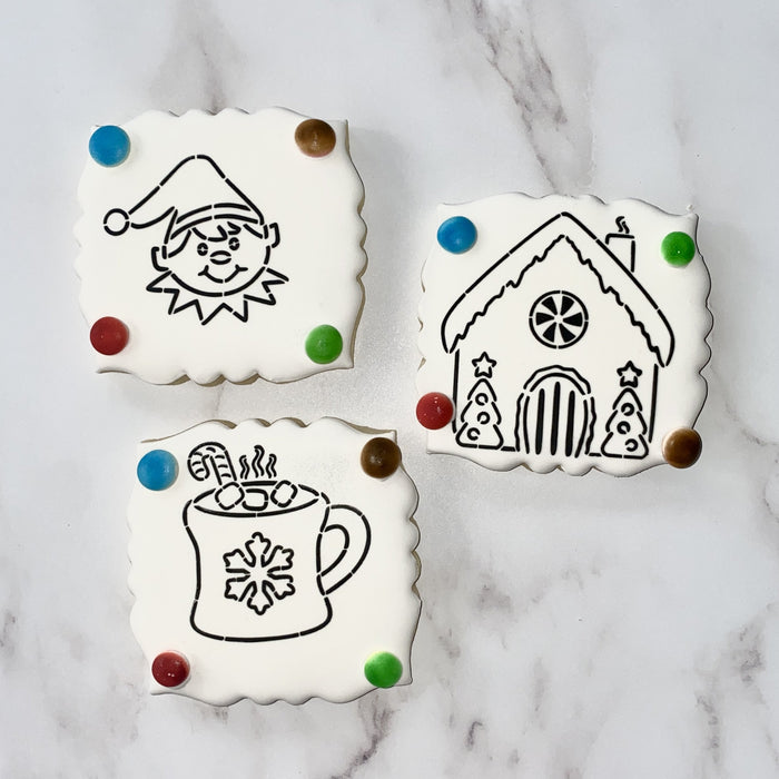 Happy Elf PYO Cookie Stencil bakeartstencil