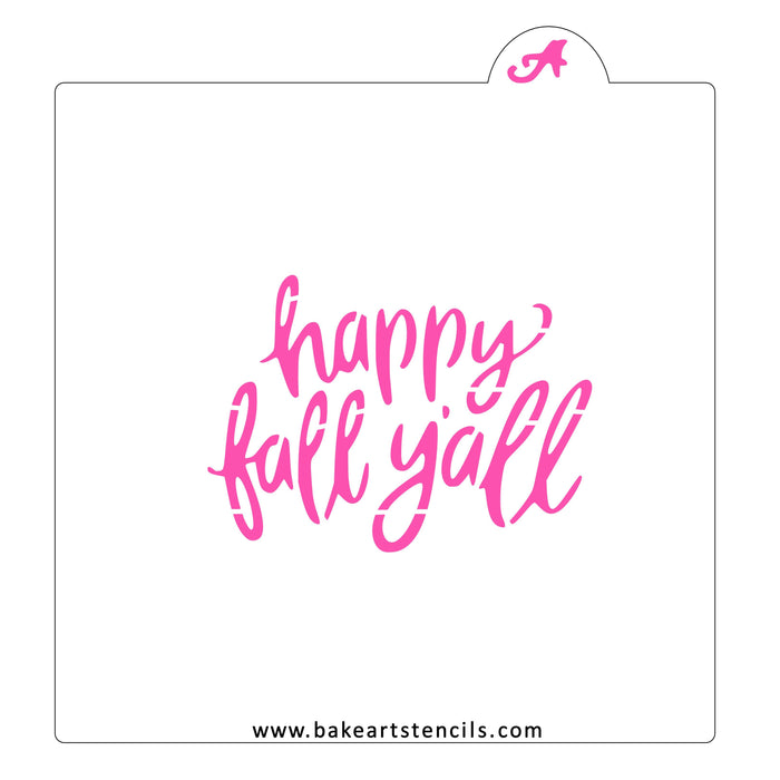 Happy Fall Yall Script Stencil bakeartstencil