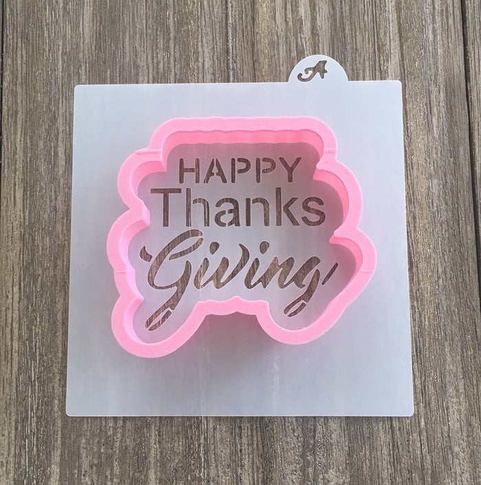 Happy Thanksgiving Stencil with Cookie Cutter bakeartstencil