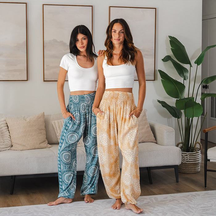 Havana Harem Pants, on two models
