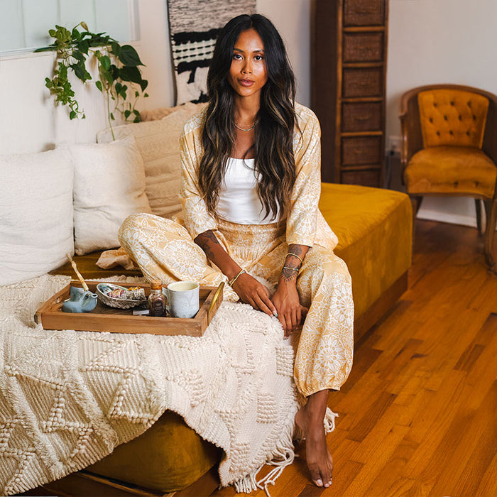 Havana Kimono, worn with tea