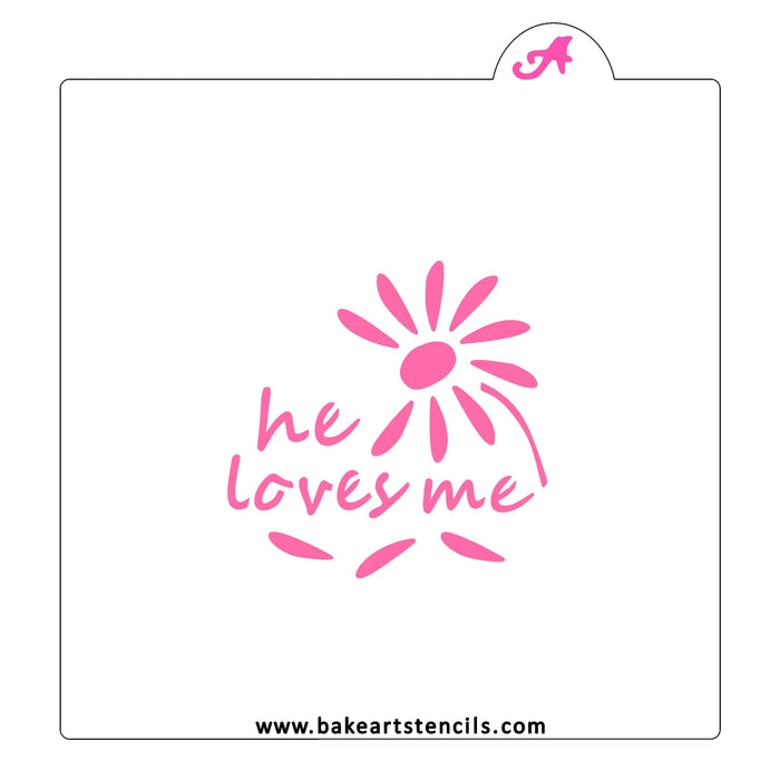 He Loves Me Cookie Stencil bakeartstencil
