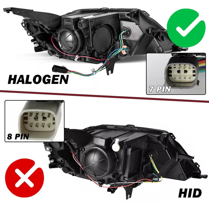 Headlights for 2014-2020 Chevy Impala All Black Housing (Left and Right)