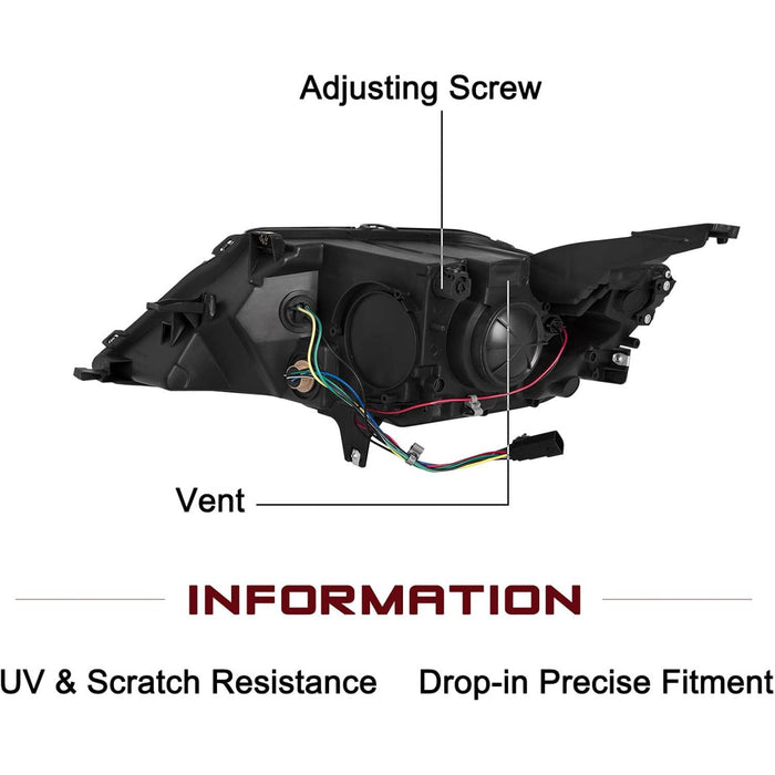 Headlights for 2014-2020 Chevy Impala All Black Housing (Left and Right)