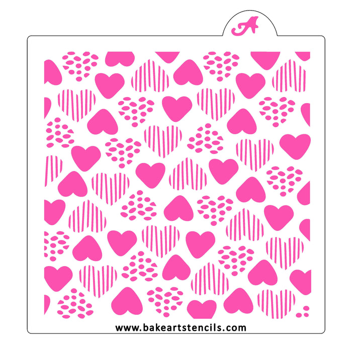 Heart Art Pattern Cookie Stencil bakeartstencil